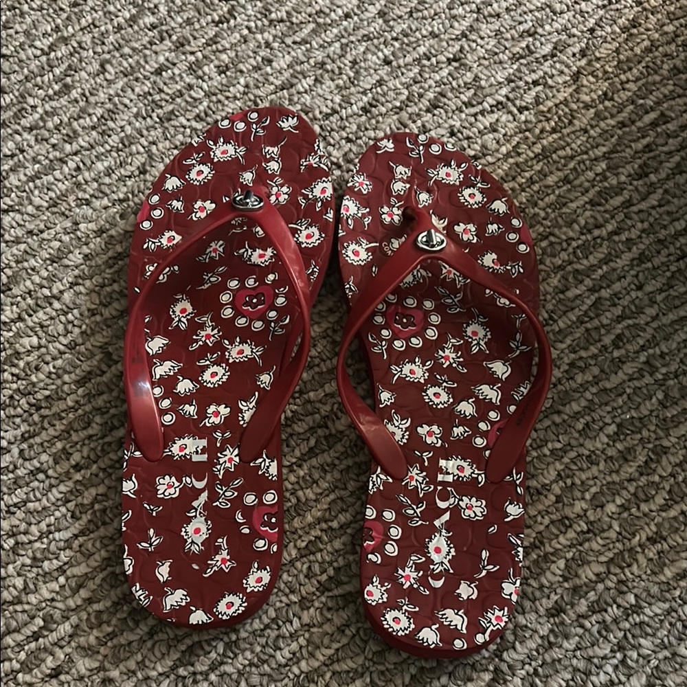 Coach Red and White Floral Sandals